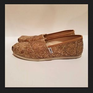 TOMS Rose Gold Classic Lace Sequin Slip-on 7.5